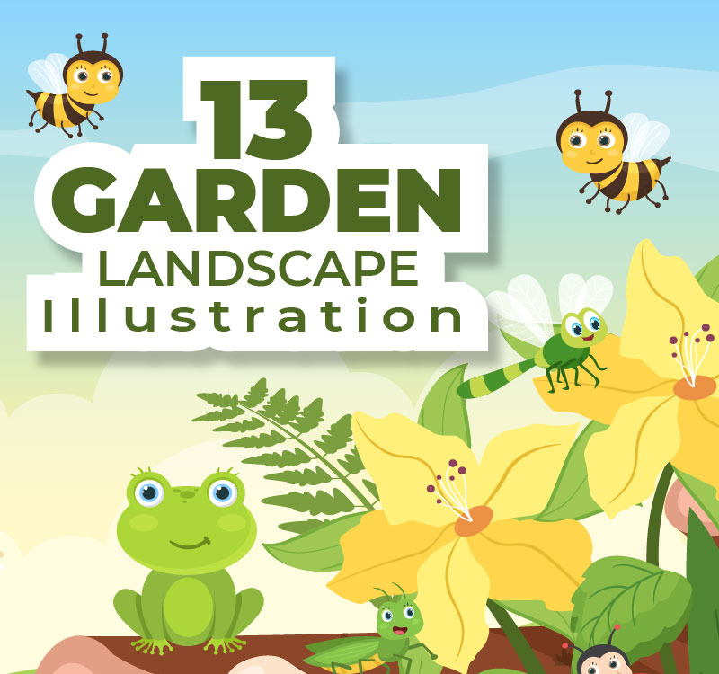 13 Ilustración de fondo de dibujos animados de hermoso paisaje de jardín 13 Ilustración de fondo de dibujos animados de hermoso paisaje de jardín