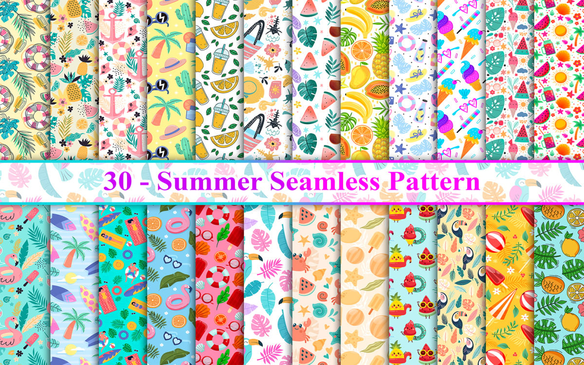 Summer Seamless Pattern Pack Free Download - Creativetacos