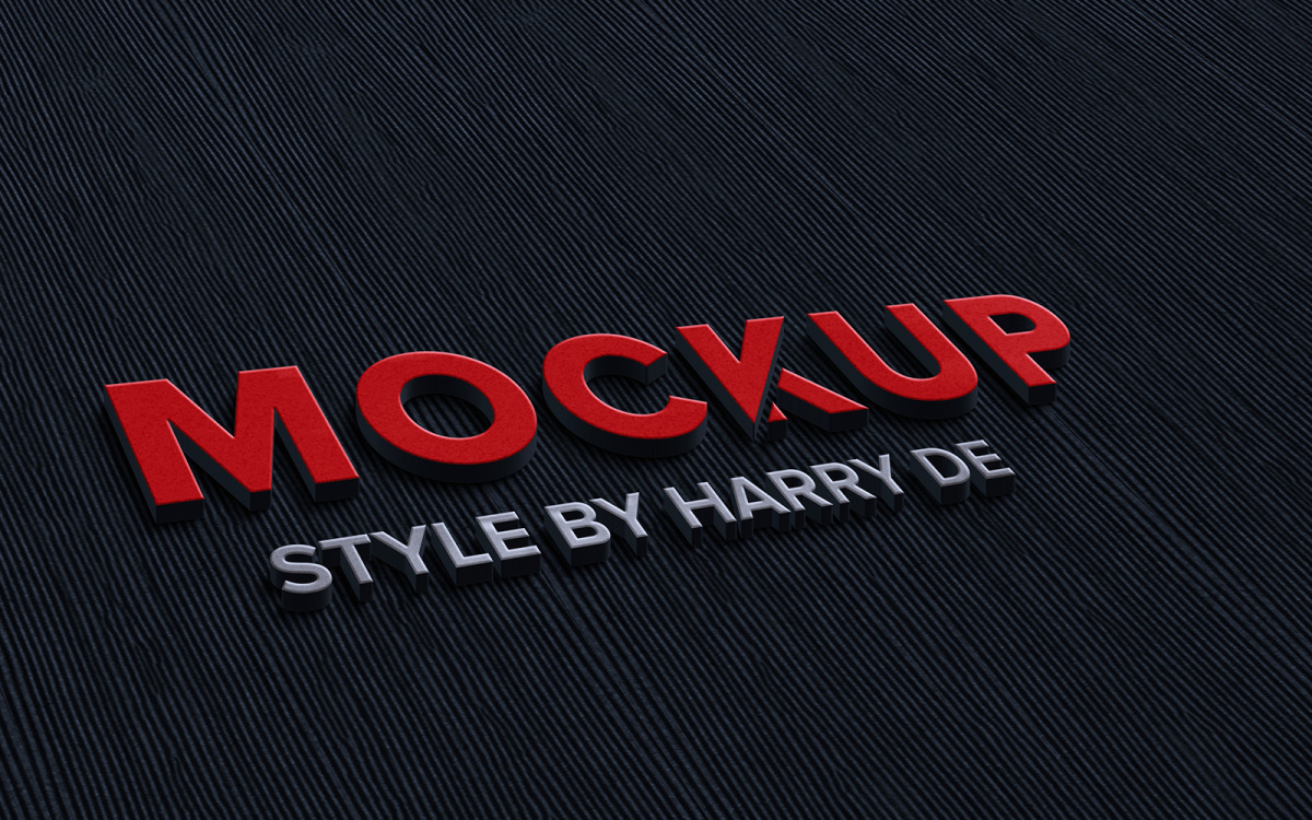 3D-logo mockup perspectief luxe doek - TemplateMonster, image size:1200x750