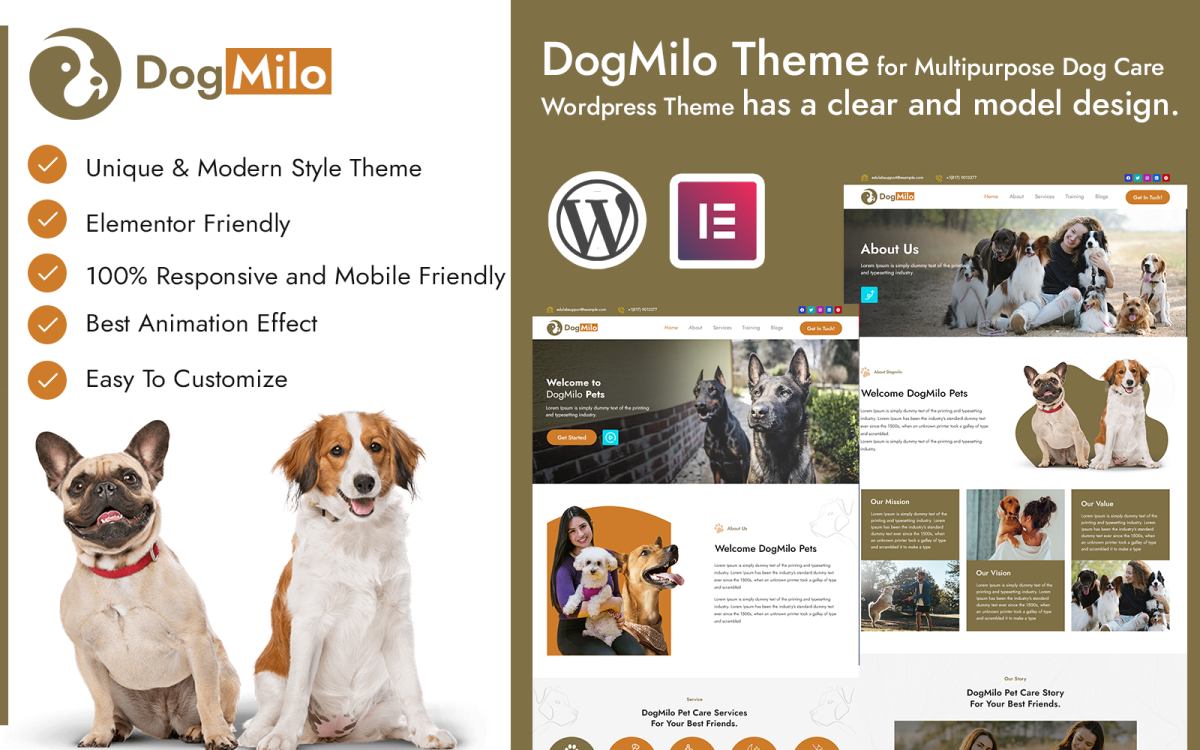 DogMilo WordPress Dog Care Theme #246890 - TemplateMonster