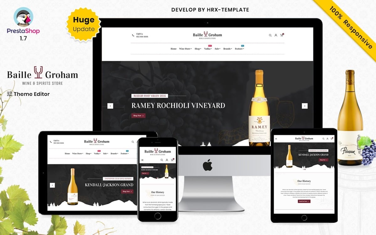 Baile Groham Wine - Магазин винных спиртных напитков Pretashop с адаптивной  тематикой