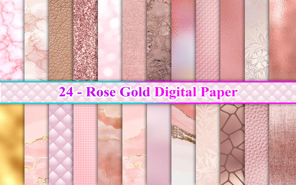 Rose Gold Digital Paper Rose Gold Texture Digital Download Pattern Design,  Rose Gold Glitter, Sunburst, Roses, Triangles, Stripes and Dots 