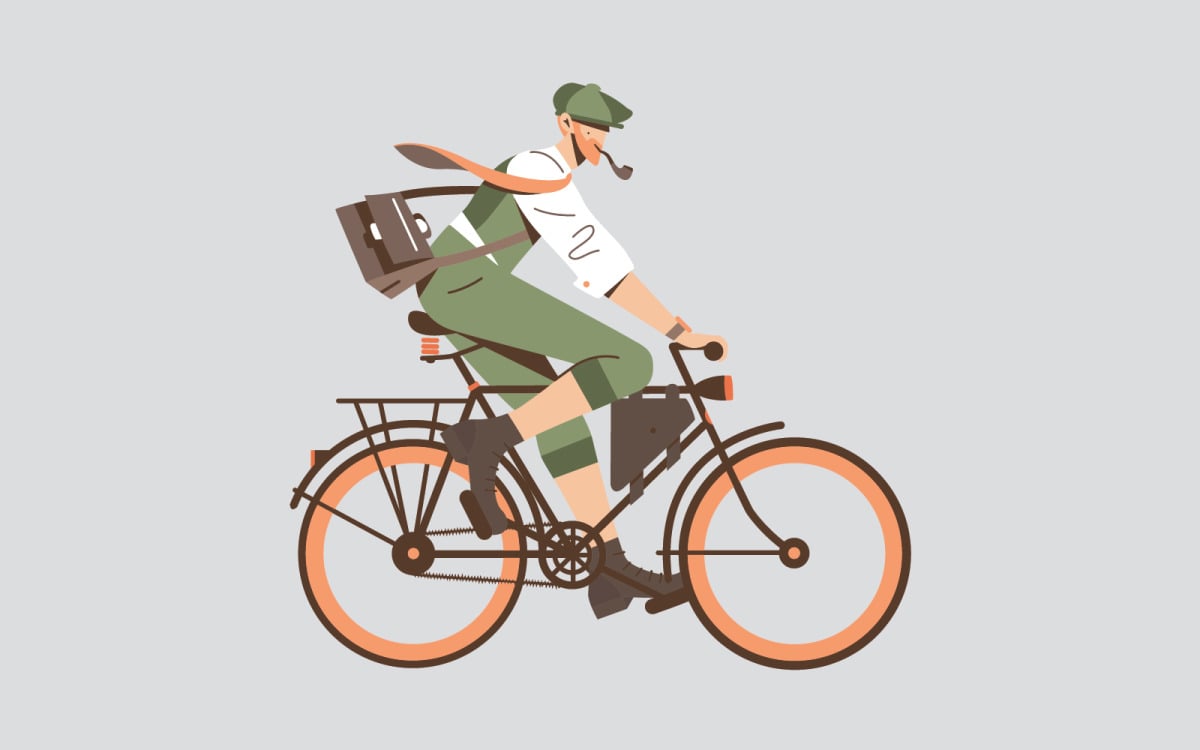 Niño de dibujos animados haciendo ejercicio en bicicleta Ilustración y  diseño vectorial premium