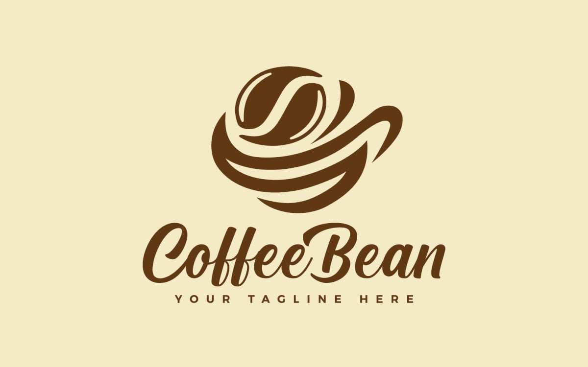 Logotipo de feijão de café duplo significado com objeto de cegonha