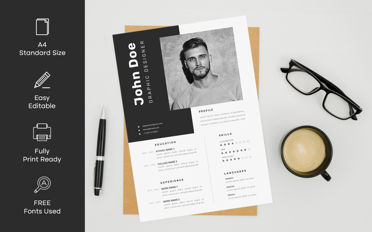 Premium Vector  Cv resume template modern simple design editable vector a4  paper size