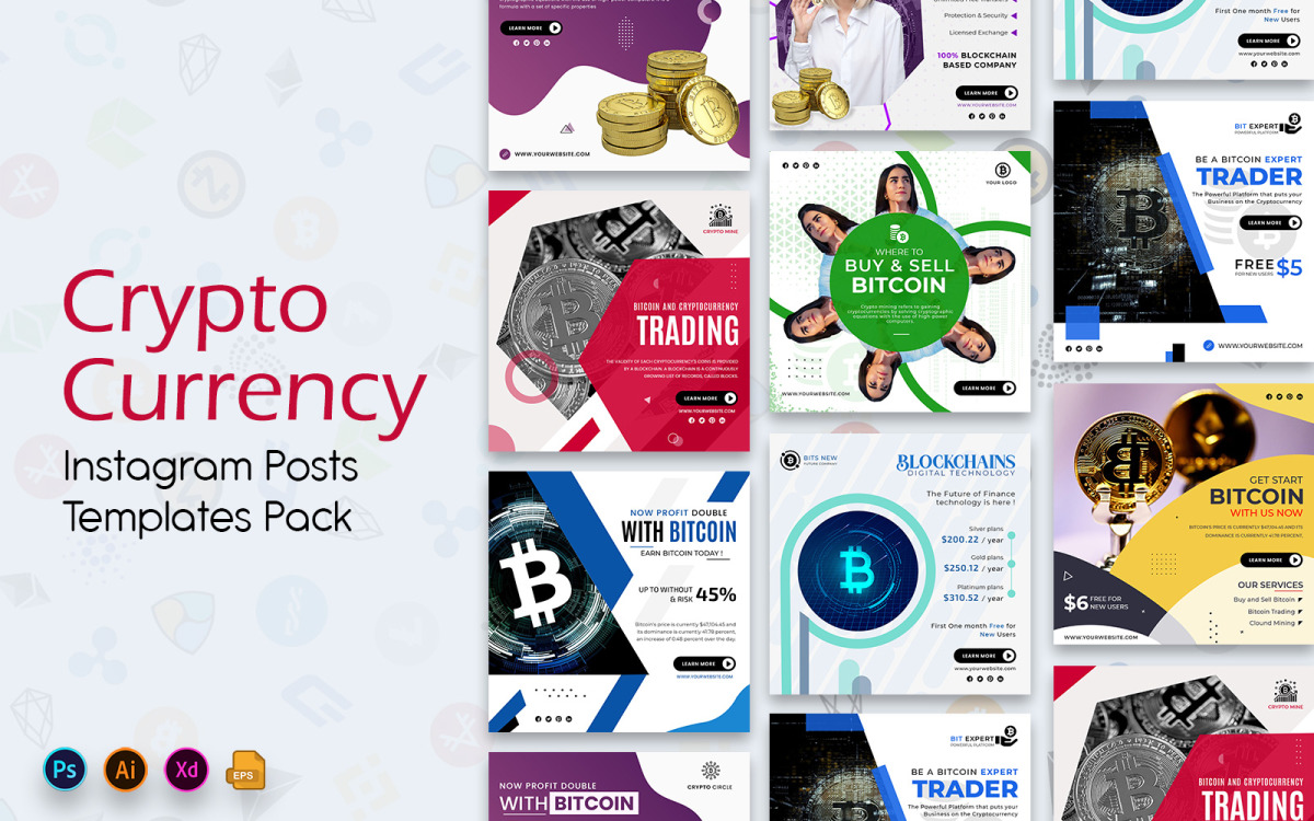 CryptoCurrency Social Media Posts Template - TemplateMonster