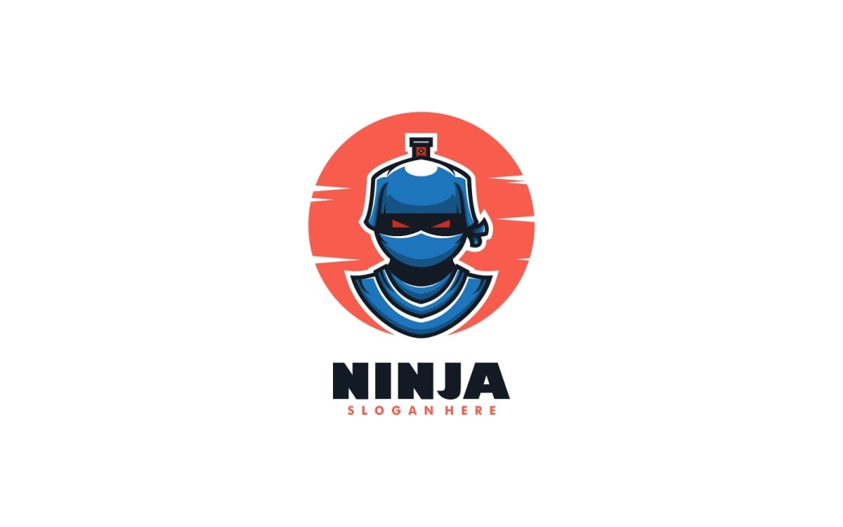 Logotipo de mascote de desenho animado ninja fofo
