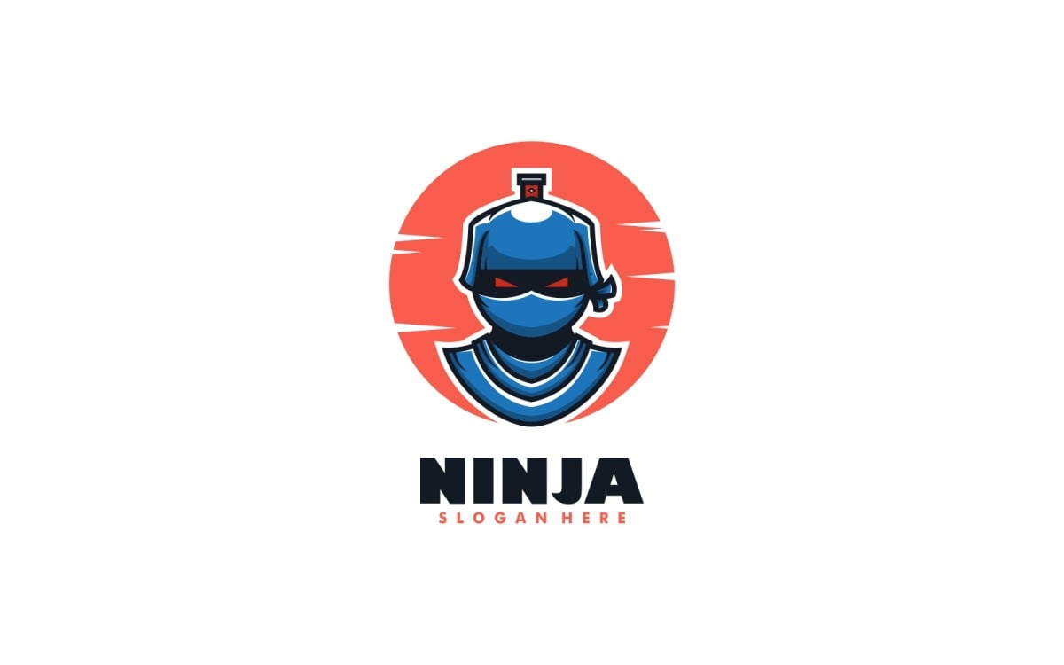 Logotipo de desenho animado da mascote gato ninja