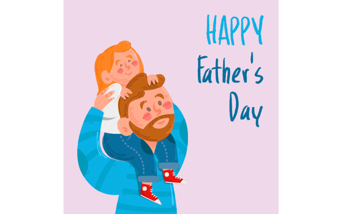 Free Cartoon Fathers Day Illustration - TemplateMonster