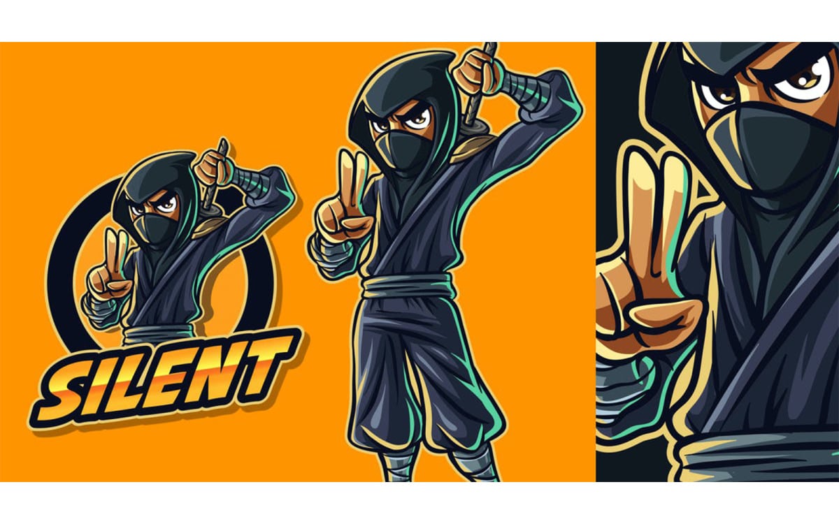 Logotipo de mascote ninja de desenho animado moderno 2.0