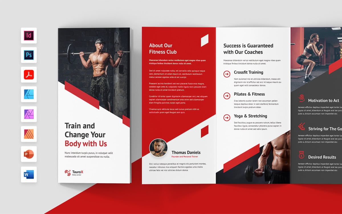 Fitness Gym Center Brochure Tri-Fold - TemplateMonster