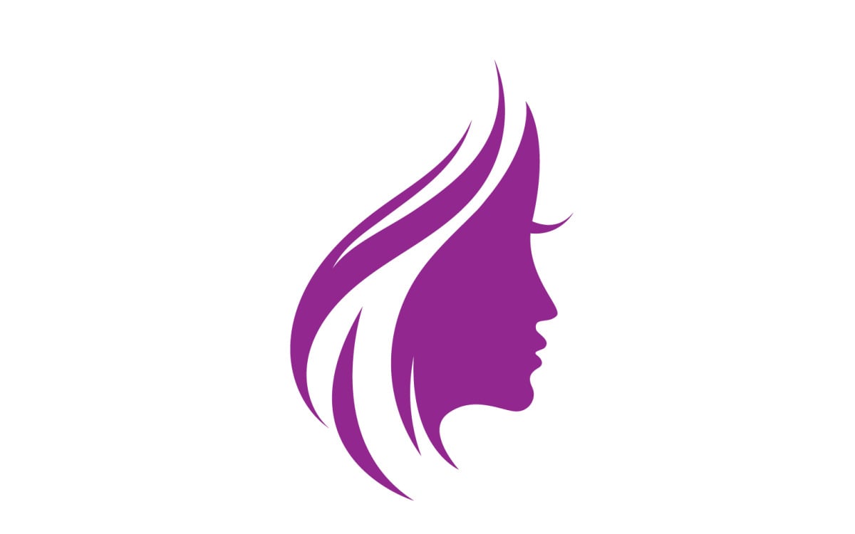 Beauty woman face with hair logo design template Vector Image
