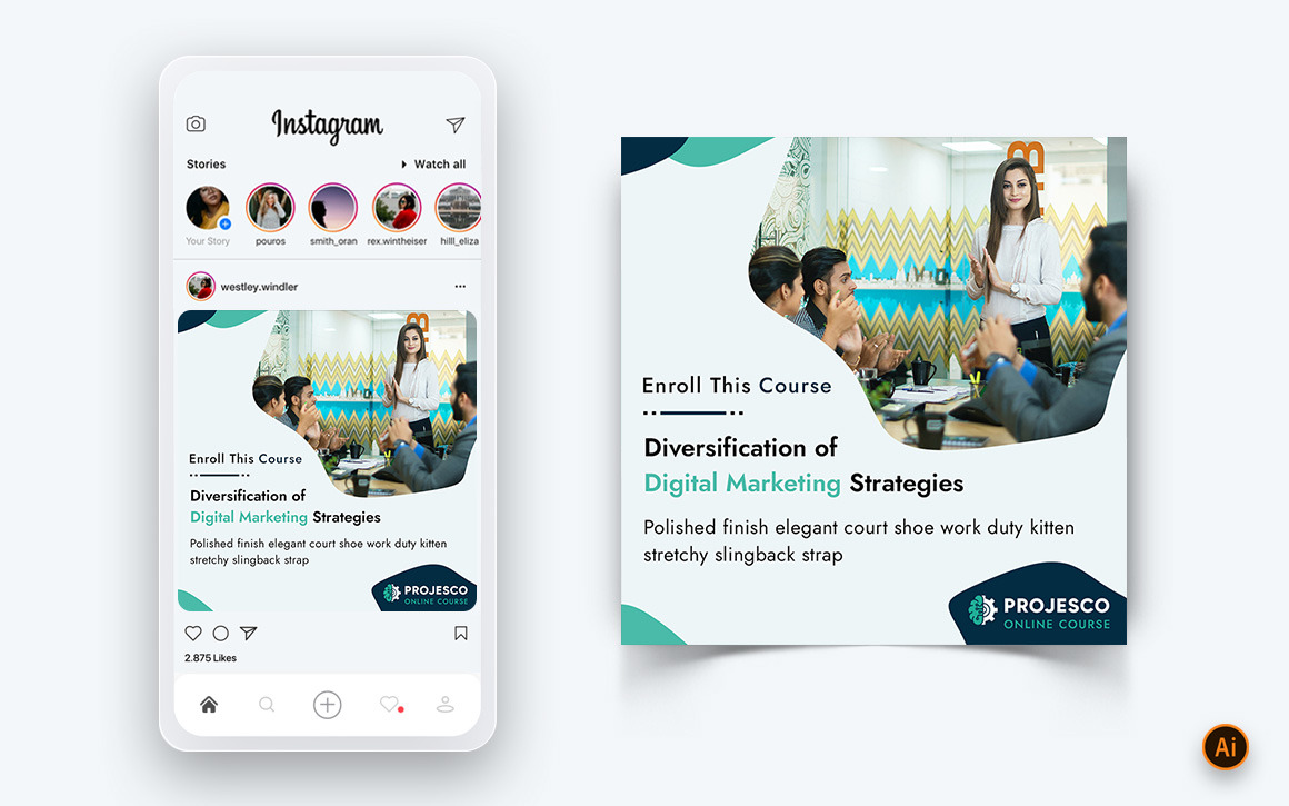 Онлайн-курс электронного обучения в социальных сетях Instagram Post Design  Template-03