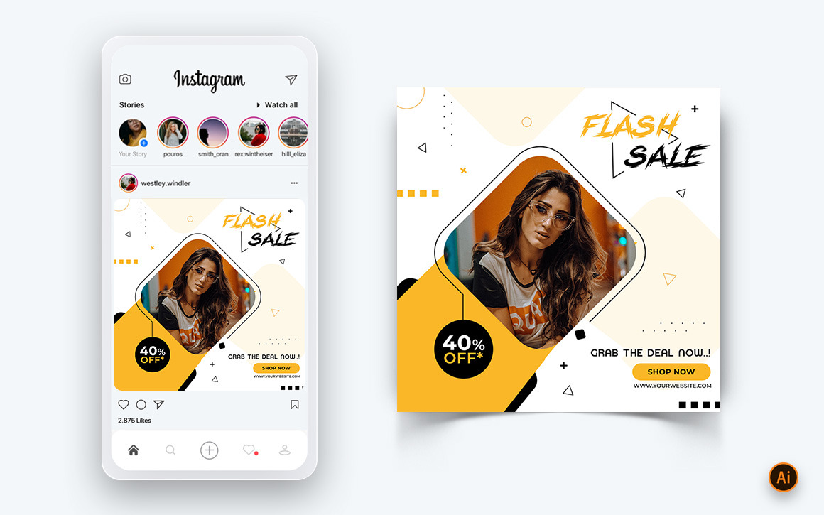 Предложение модной распродажи в социальных сетях Instagram Post Design  Template-12