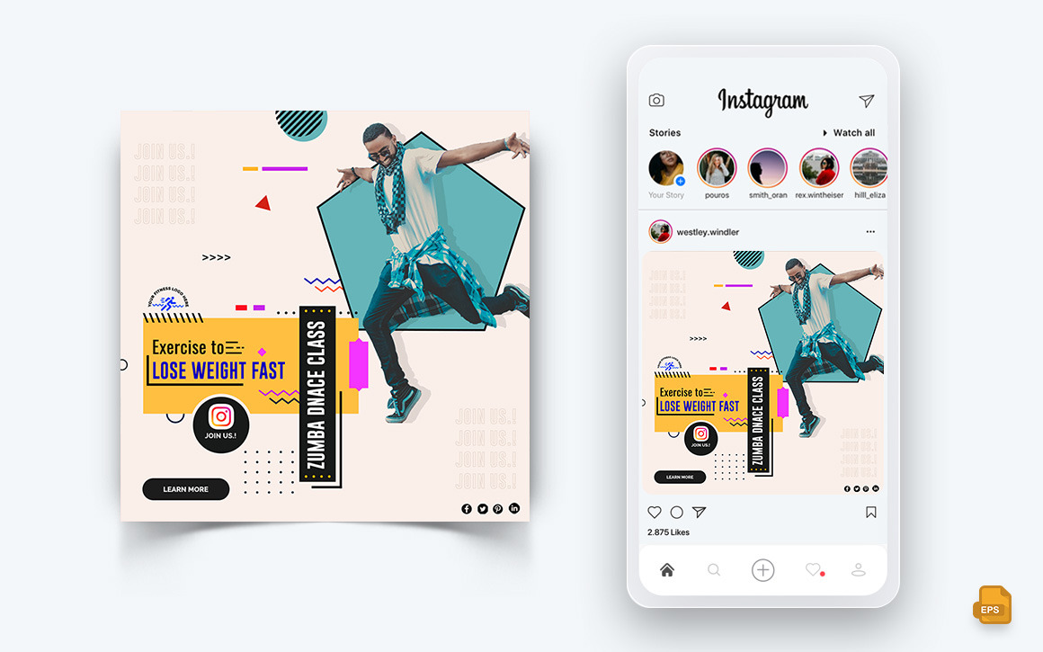 Gym and Fitness Flyer Print and Social Media Template