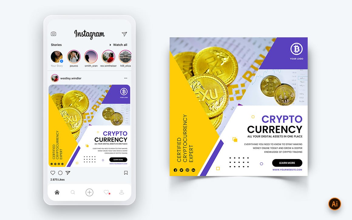 CryptoCurrency Social Media Instagram Post Design Template-02