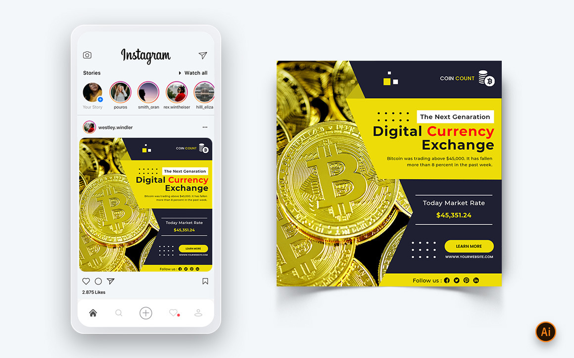 CryptoCurrency Social Media Instagram Post Design Template-07