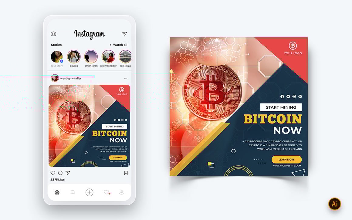 CryptoCurrency Social Media Instagram Post Design Template-08