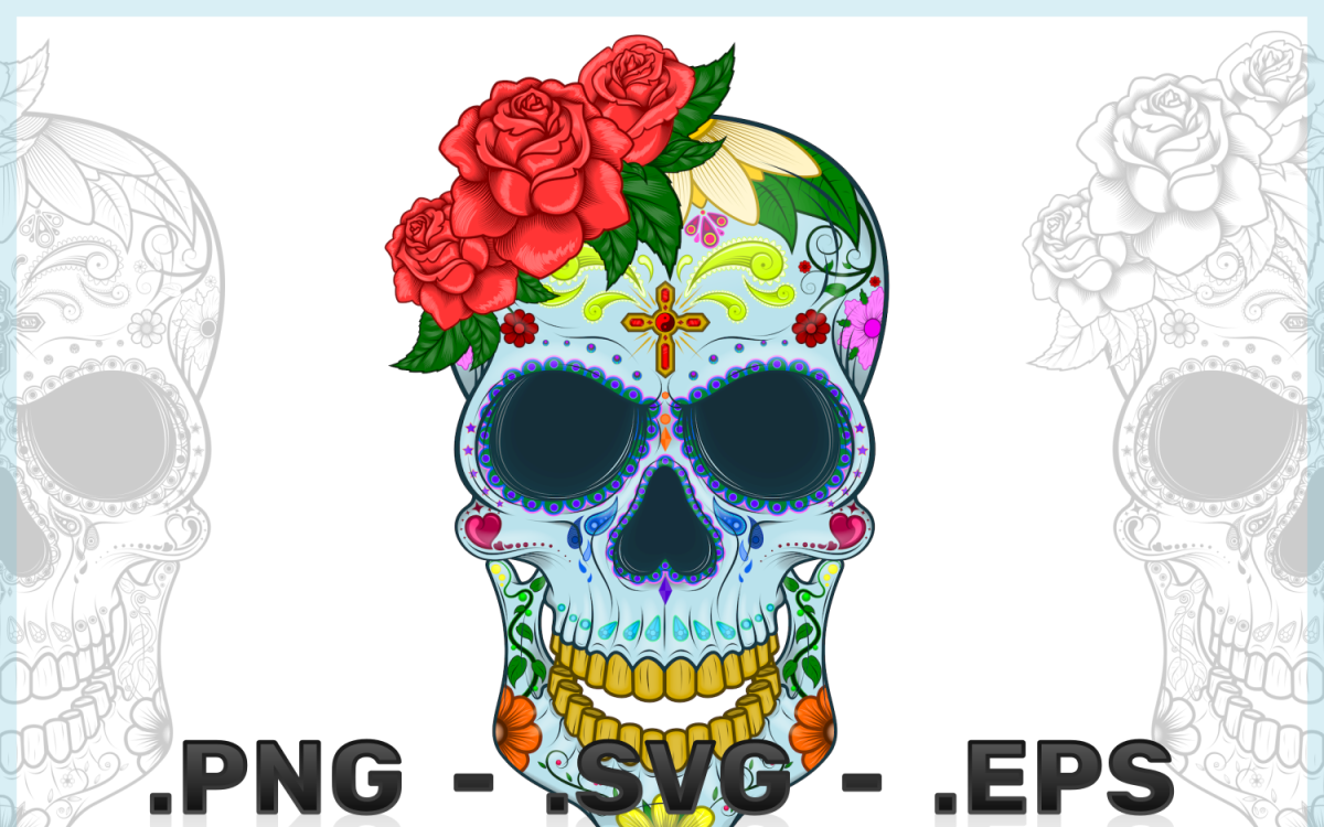 Sugar Skull Svg, Skull Svg, Skull vector, Sugar skull art vector