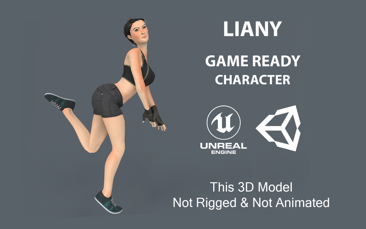 personagem feminina low poly e modelo 3D pronto para o jogo Modelo