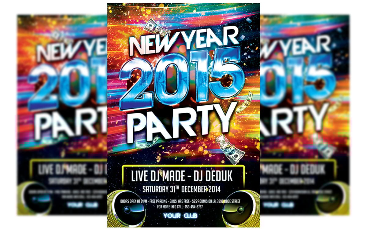 New Year Party Flyer Template 2 2709 Templatemonster