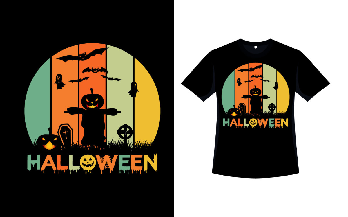 Design de camiseta de cor preta simples de halloween com um fantasma branco  e tipografia design de elemento engraçado de halloween com um fantasma  branco muitos morcegos e caligrafia design de camiseta