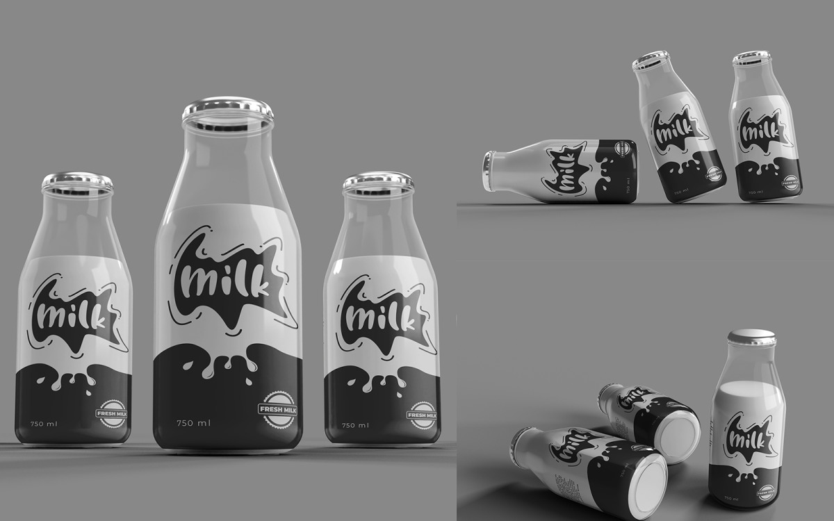 Glass Milk Bottle Mockup - Free Download Images High Quality PNG, JPG