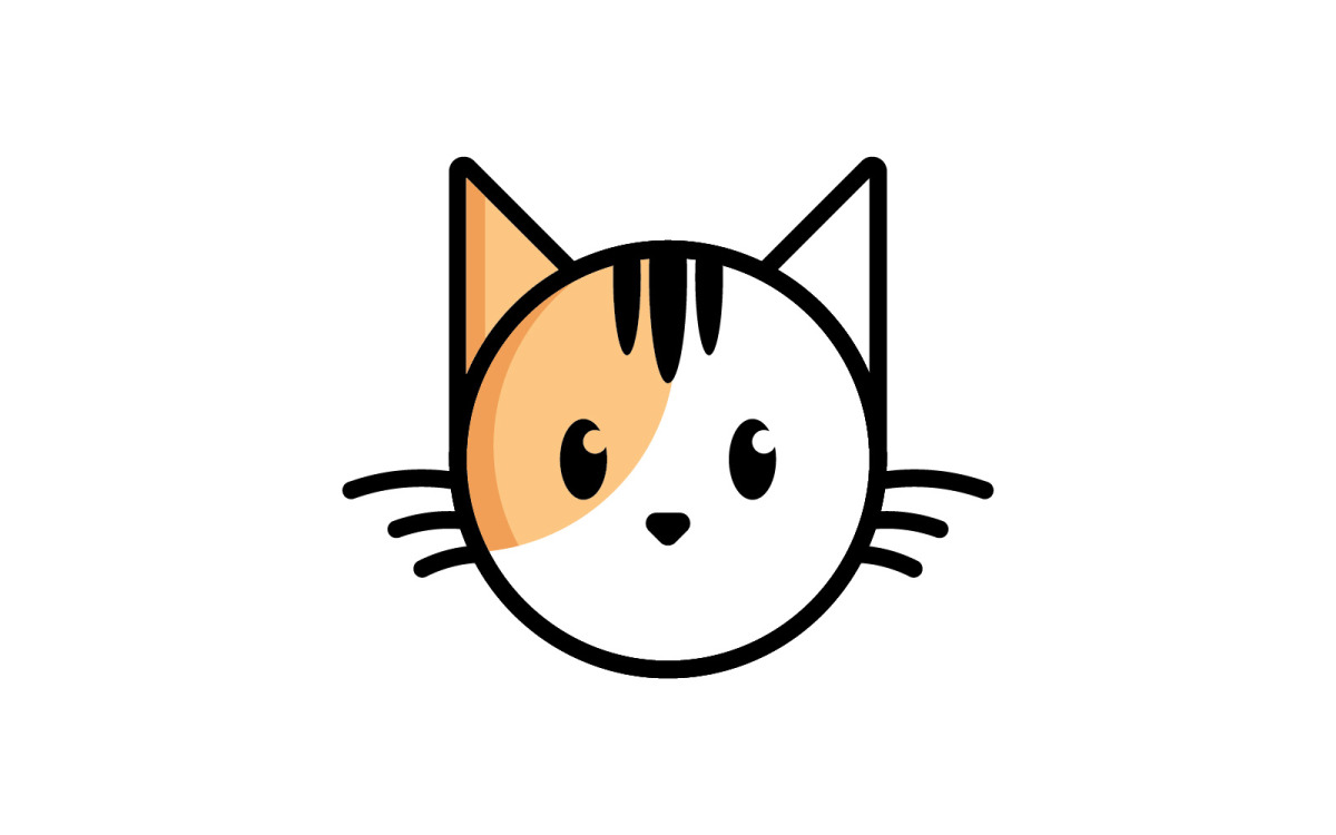 Tête de chat mignon logo de dessin animé tête de chat Bon pour les produits  liés aux soins des chats V4, image size:1200x750