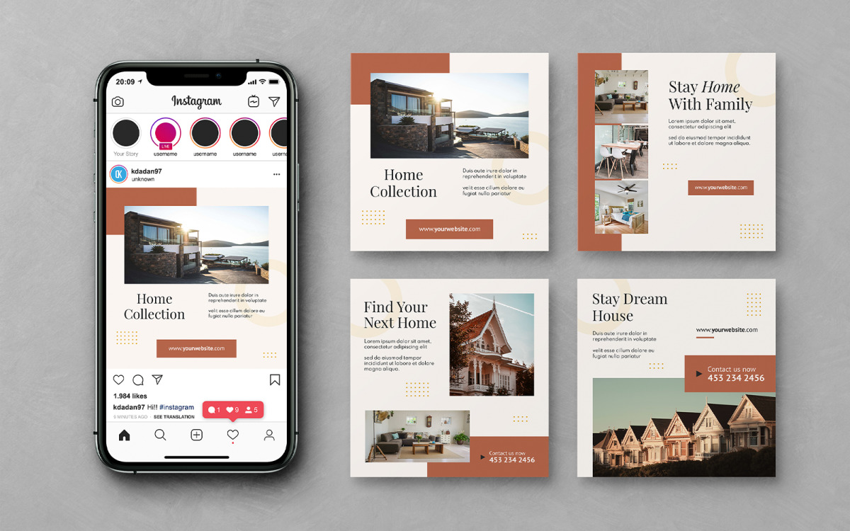 Шаблоны постов в Instagram о недвижимости - TemplateMonster