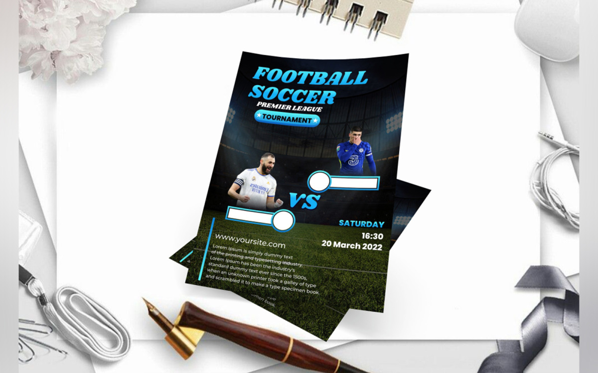 Premium PSD  Printable a4-size football matchday poster template