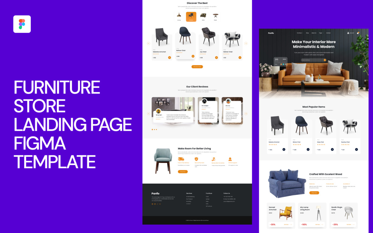 Шаблон целевой страницы мебельного магазина Figma