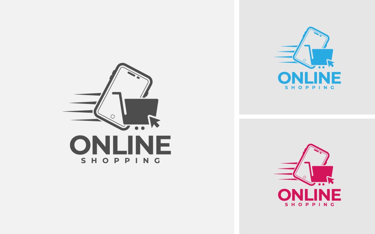 Online Logo ontwerp. Slimme telefoon winkelwagen voor e-commerce web of