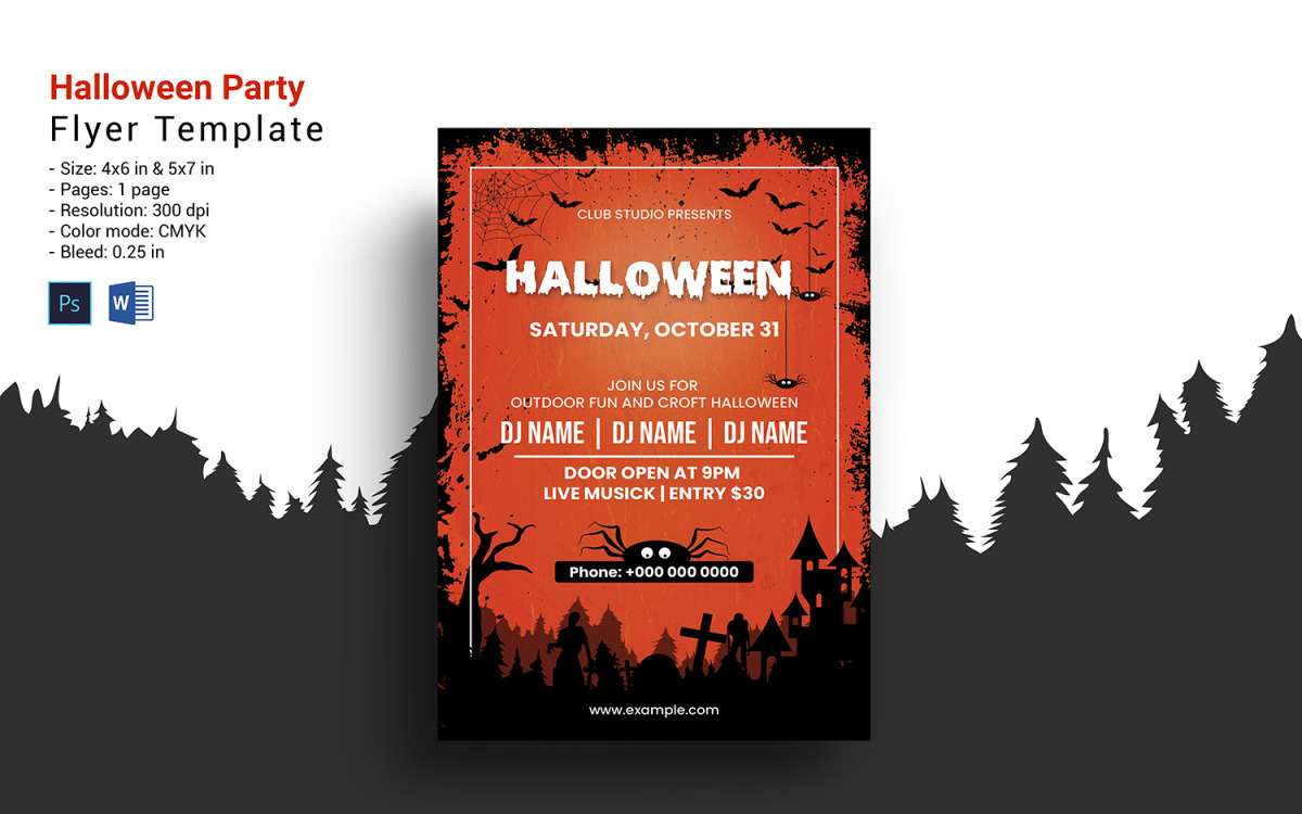 Printable Halloween Party Flyer Template - TemplateMonster
