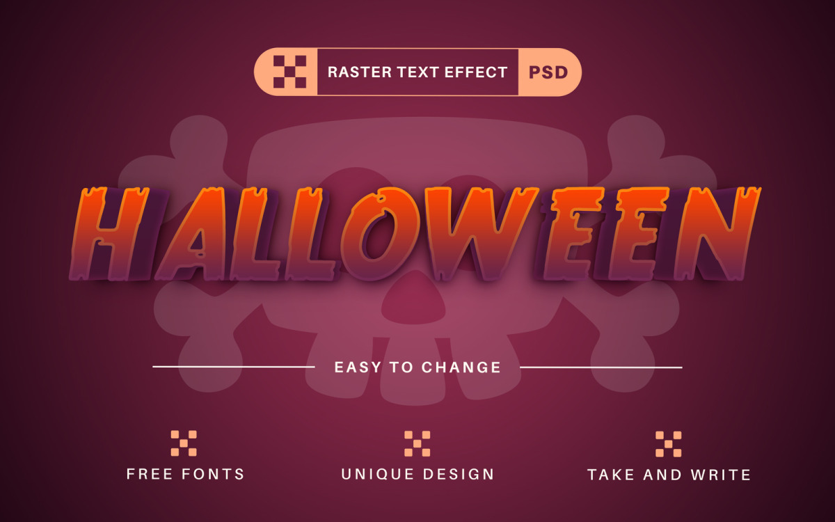 PSD Halloween - Efecto de texto editable, estilo de fuente