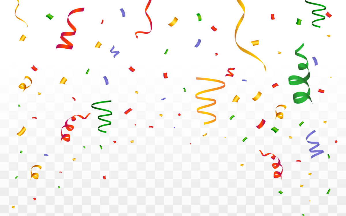 Party konfetti faller färgglada band, image size:1200x750