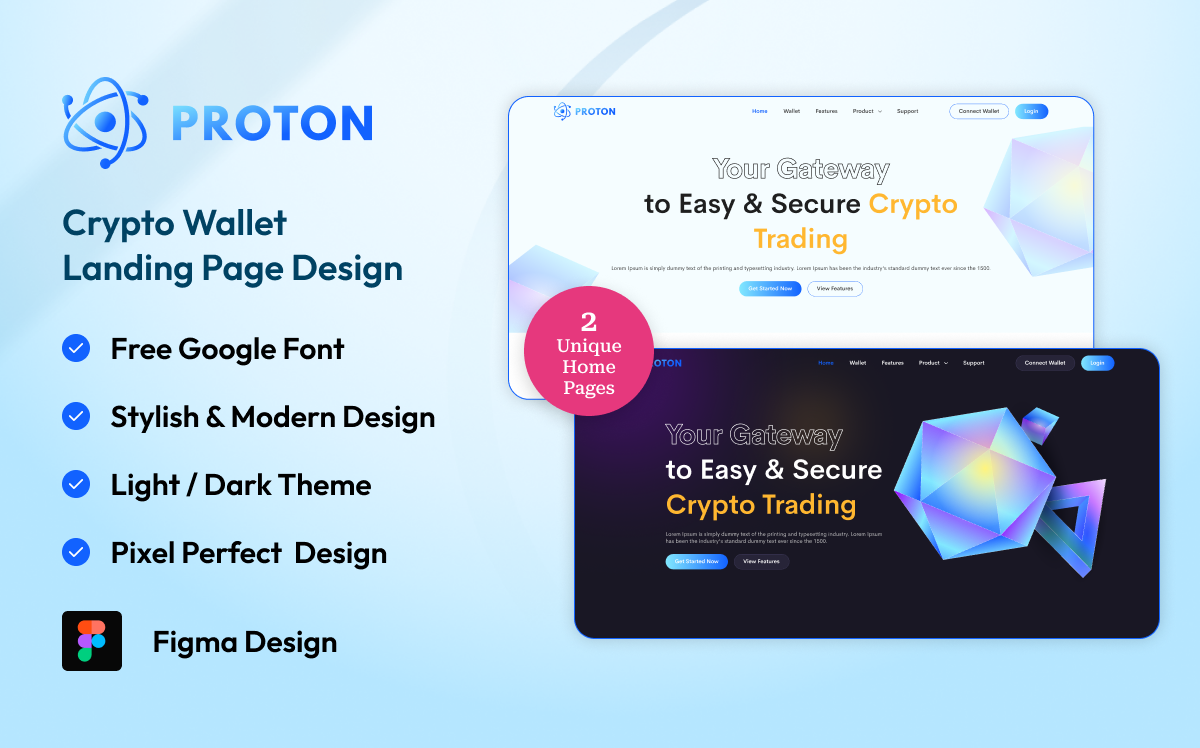 Crypto Wallet - Landing Page Figma Kit - TemplateMonster