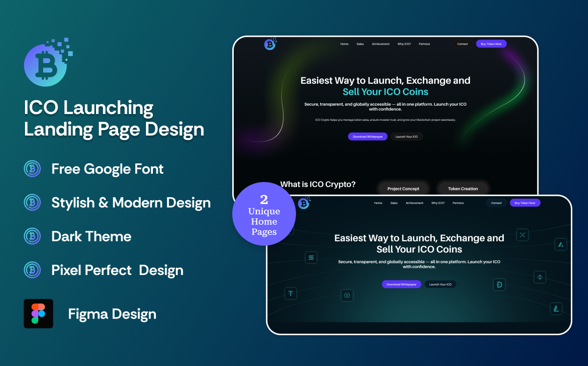 ICO Launching - Landing Page Figma UI Kit - TemplateMonster