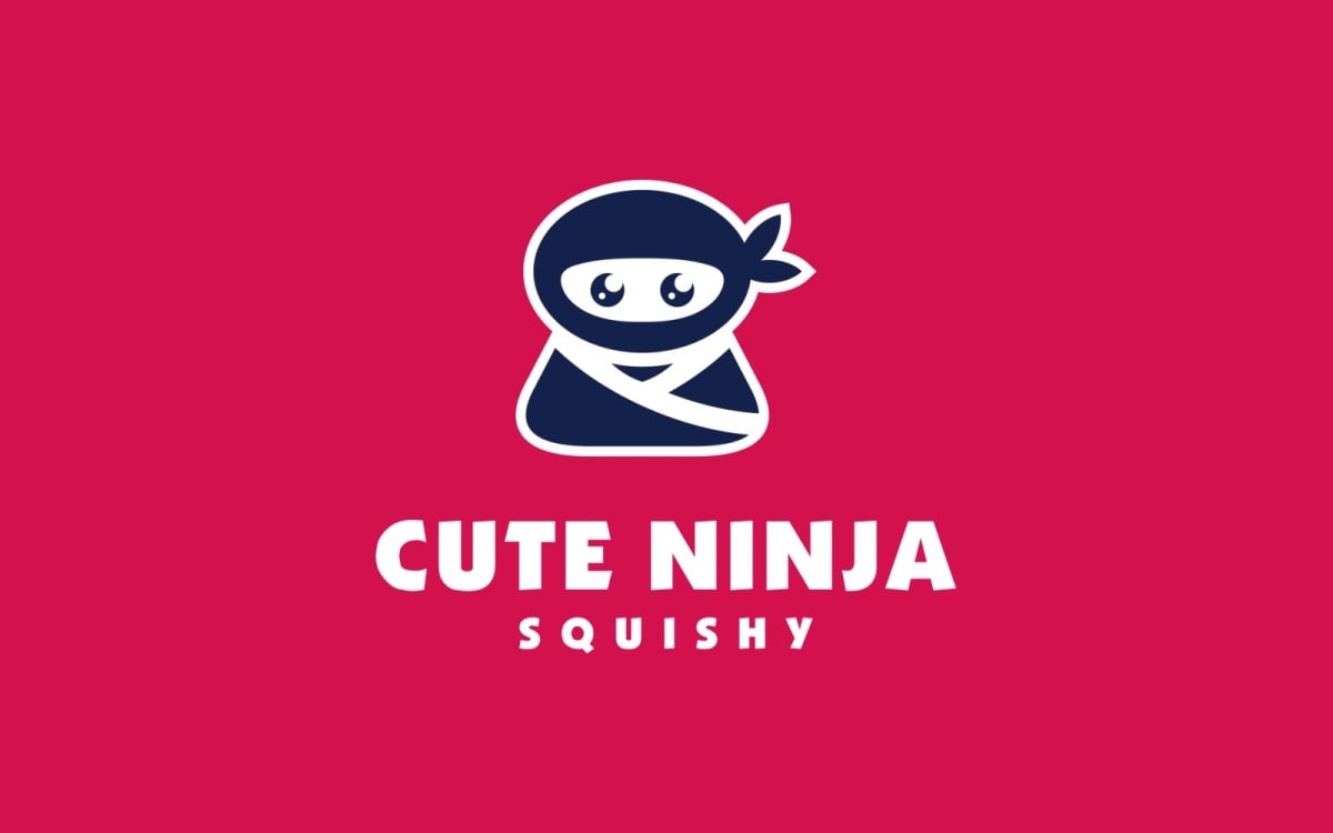 Logotipo de mascote de desenho animado ninja fofo