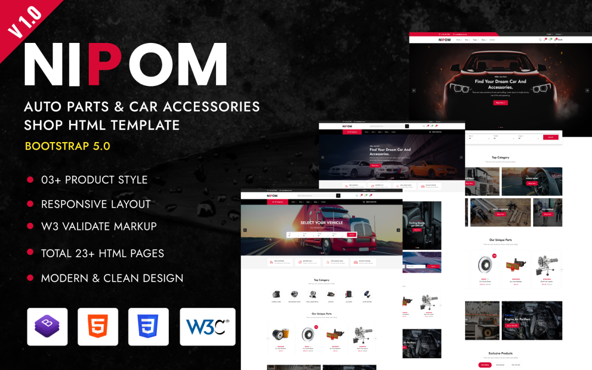 bereiden Monnik inkomen Nipom - Auto-onderdelen en auto-accessoires Shop HTML-sjabloon