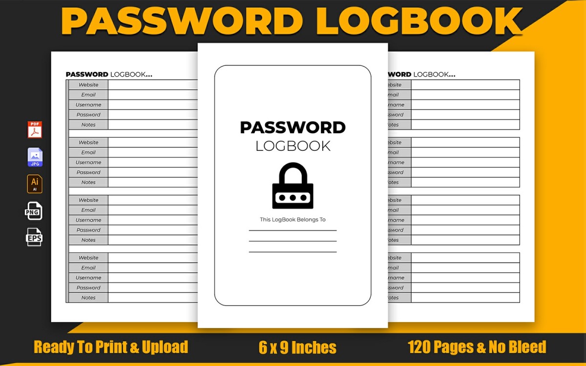 Password Book with Printable Pages 