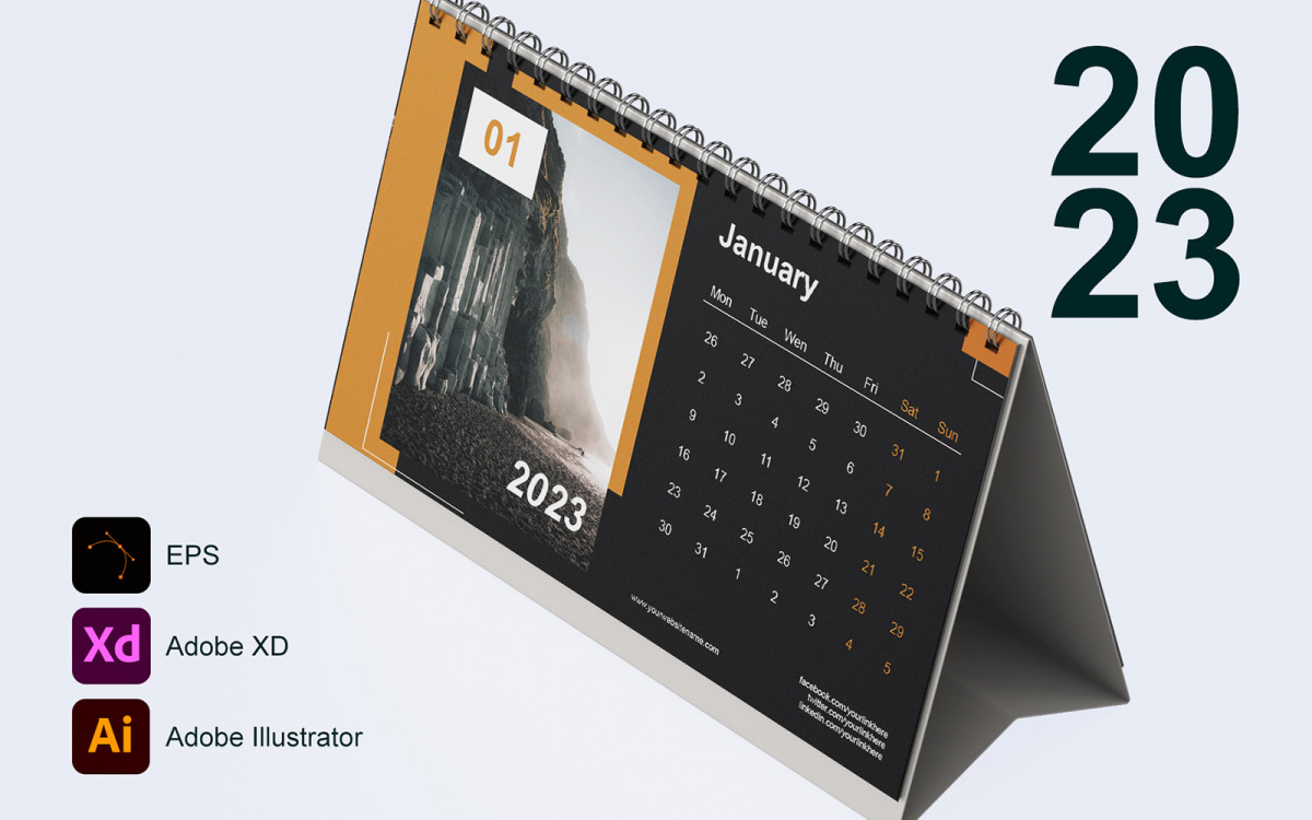 Calendar 2023 Template 10 - Monday #288583 - TemplateMonster