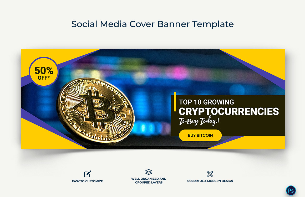 Crypto Currency Facebook Cover Banner Template-08