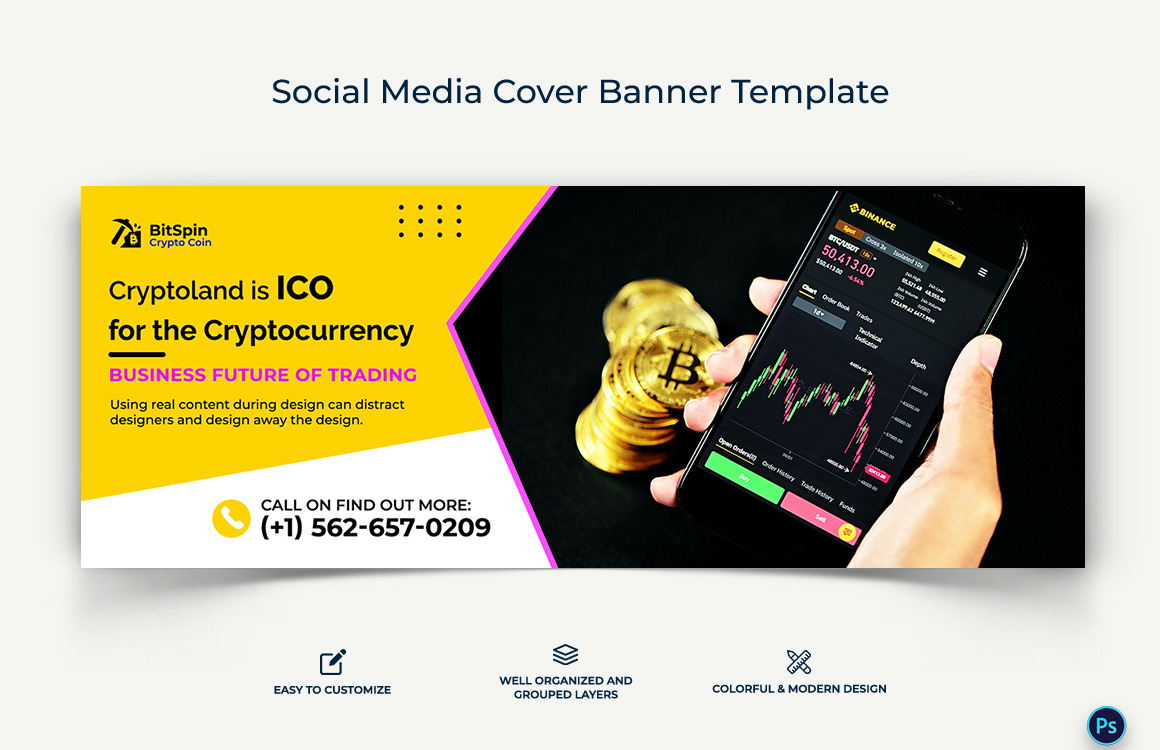 Crypto Currency Facebook Cover Banner Template-17