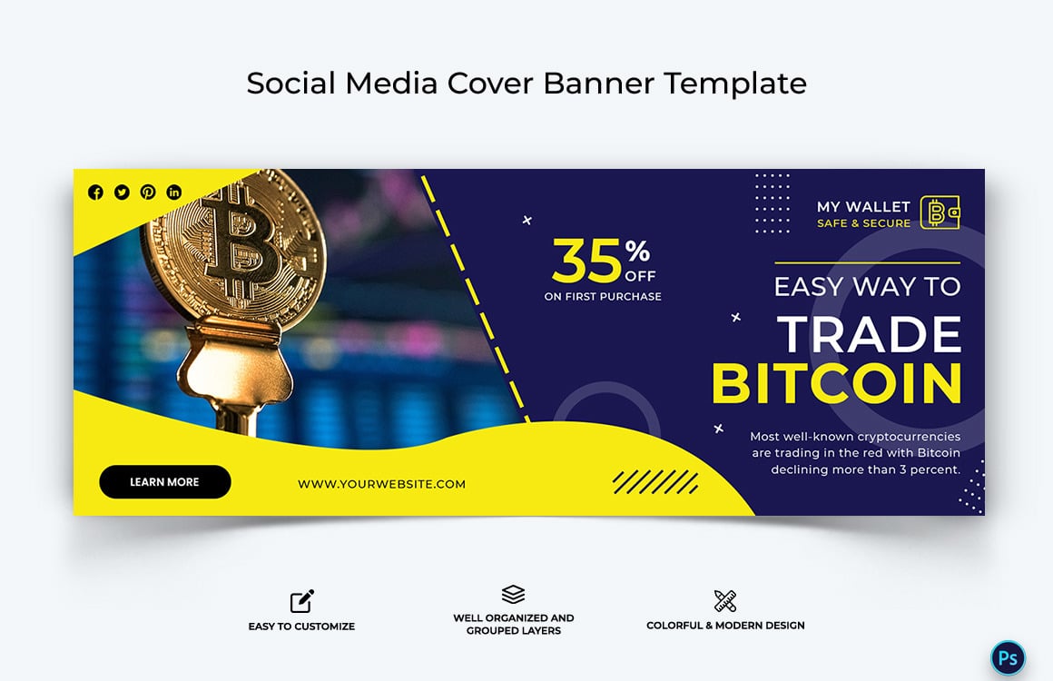 Crypto Currency Facebook Cover Banner Template-26