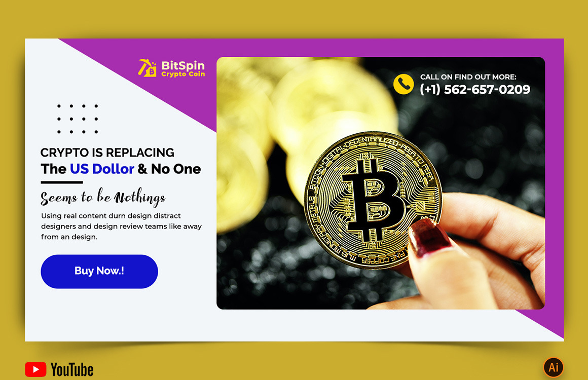 Cryptocurrency YouTube Thumbnail Design -20 - TemplateMonster