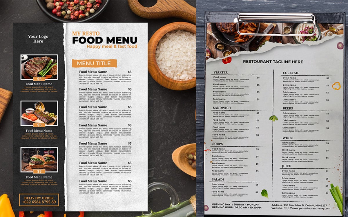 Single Page A3 Menu Template PSD Food Menu Template, Menu