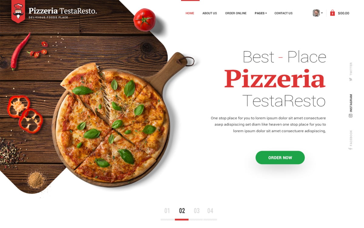 Pizzeria Modello HTML Bootstrap #295200 TemplateMonster