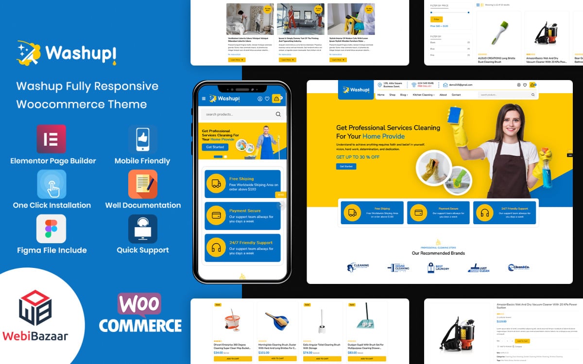 Washup — домашняя уборка и основные инструменты для уборки WooCommerce Theme