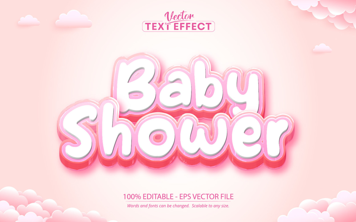 Baby Shower - Effetto di testo modificabile, stile di testo di cartoni  animati e giochi, illustrazione grafica