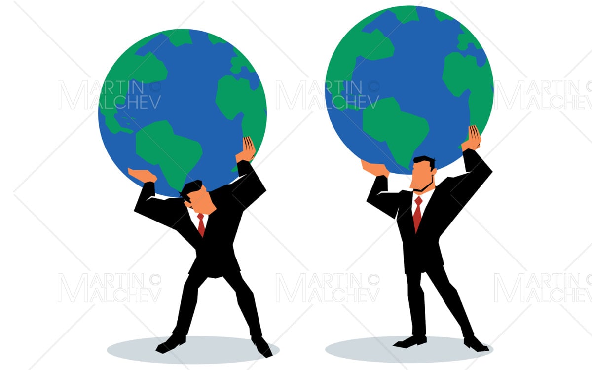 Businessman With The World On His Shoulders Stock Photo - Download
